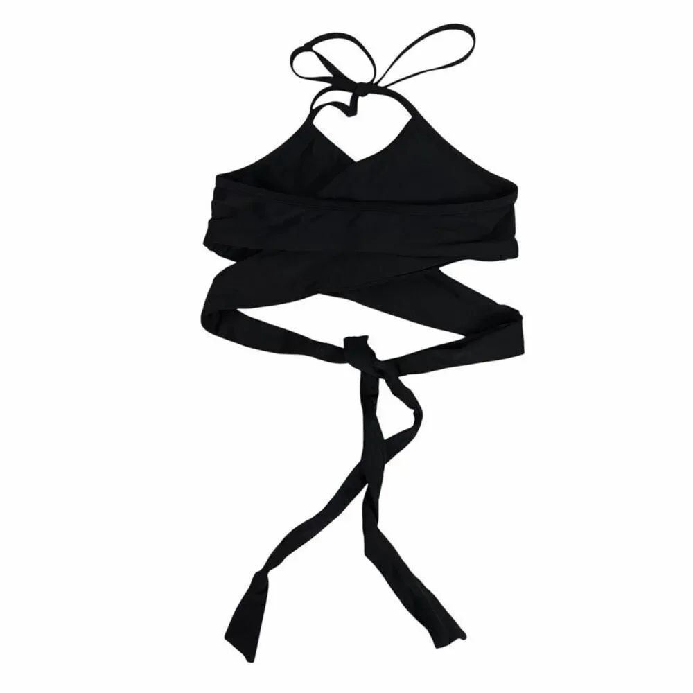 Aerie Women’s Large Black Scoop Wrap Halter Bikini Top